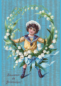 Enfant aux fleurs de muguet printanier